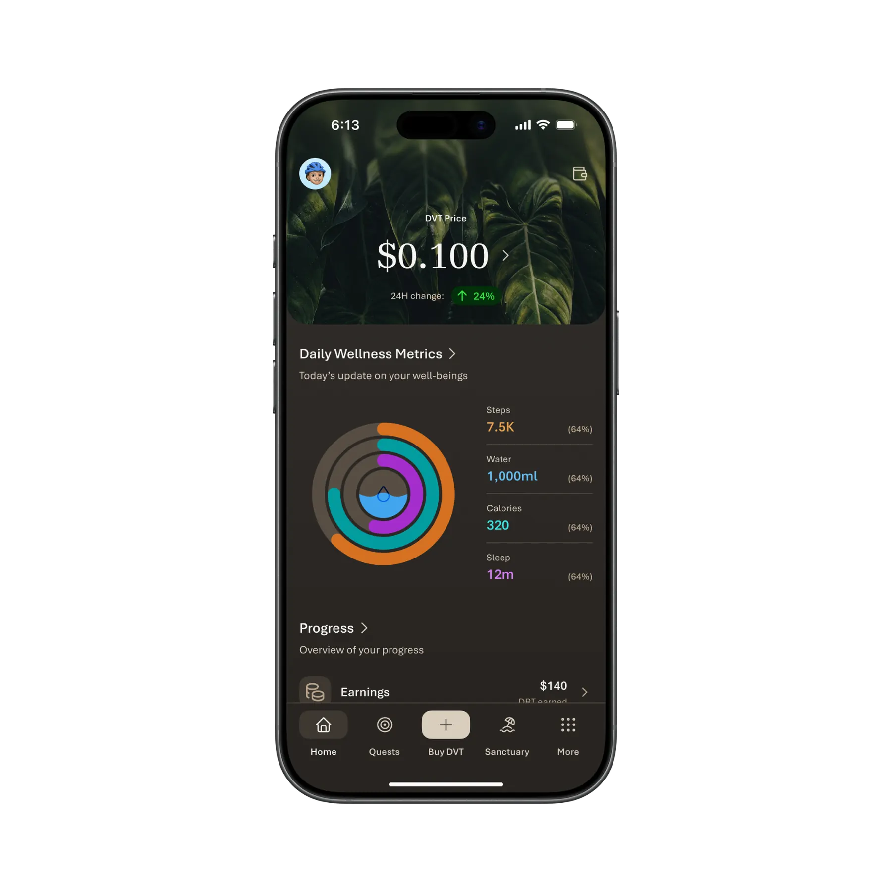 DAOasis Companion App morning routine screen